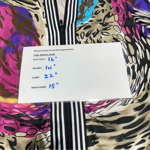 Joseph Ribkoff Size 2 Stretch Jacket Zips Light Weight Animal and abstract print - Picture 9 of 13